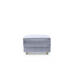 Abakus Direct Chicago Velvet Footstool In Silver Blue - thumbnail 1