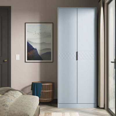Anzio Ready Assembled Modern Matt Denim Blue Tall Double Wardrobe (H)1956mm (W)766mm (D)530mm - image 1