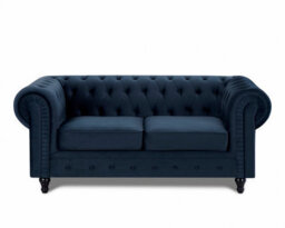 Home Detail Chesterfield Velvet Fabric 2 Seater Sofa, Midnight Blue - thumbnail 2