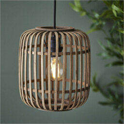 Loops 2 Pack Hanging Ceiling Pendant Light - Natural Bamboo Plywood & Matt Black Paint - 10W Led E27 - thumbnail 3