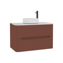Royal Bathrooms Venice 800mm Terracotta Clay Wall Mounted Vanity Unit 2 Drawer Carrara White Undrilled Worktop & Without Basin - thumbnail 7