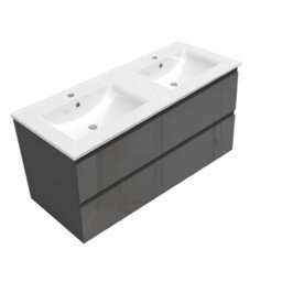Sline 1200mm Wall-Hung Gloss Anthracite Bathroom Vanity Unit With Integrated Sink,4 Soft-Close Drawers For Storage - thumbnail 6