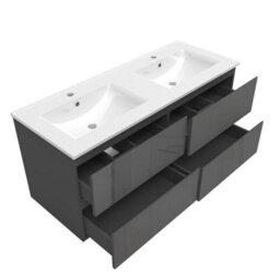 Sline 1200mm Wall-Hung Gloss Anthracite Bathroom Vanity Unit With Integrated Sink,4 Soft-Close Drawers For Storage - thumbnail 5