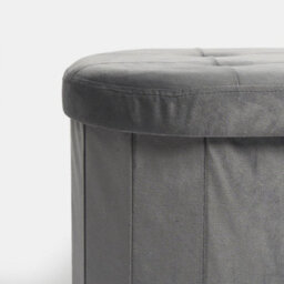 OHS Folding Ottoman Storage Box Footstool Tub Space Saving Velvet Seat, Lozenge - thumbnail 8