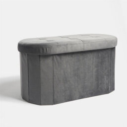 OHS Folding Ottoman Storage Box Footstool Tub Space Saving Velvet Seat, Lozenge - thumbnail 4