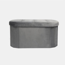 OHS Folding Ottoman Storage Box Footstool Tub Space Saving Velvet Seat, Lozenge - thumbnail 5
