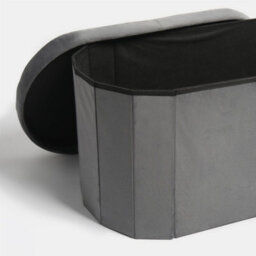 OHS Folding Ottoman Storage Box Footstool Tub Space Saving Velvet Seat, Lozenge - thumbnail 7