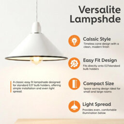 Metal Cone Pendant Lamp Shade 22Cm White E27 Ceiling Light For Kitchen Island Hallway Bedroom Living Room - thumbnail 4