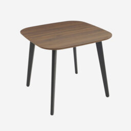 Sweeek - Square Dining Table Walnut Wood Effect Black Metal Legs 4-Seater Azylis 90X90X76 Cm