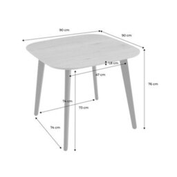 Sweeek - Square Dining Table Walnut Wood Effect Black Metal Legs 4-Seater Azylis 90X90X76 Cm - thumbnail 6