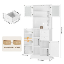 182.5Cm Kitchen Pantry Cupboard, Freestanding Kitchen Storage Cabinet,modern - thumbnail 2