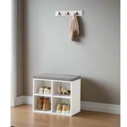 Modcraft Shoe Storage Bench With Cushion, 4 Compartments & Adjustable Shelves For Hallway And Bedroom - thumbnail 4