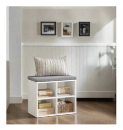 Modcraft Shoe Storage Bench With Cushion, 4 Compartments & Adjustable Shelves For Hallway And Bedroom - thumbnail 1