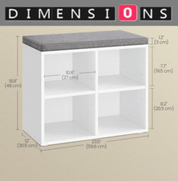 Modcraft Shoe Storage Bench With Cushion, 4 Compartments & Adjustable Shelves For Hallway And Bedroom - thumbnail 3