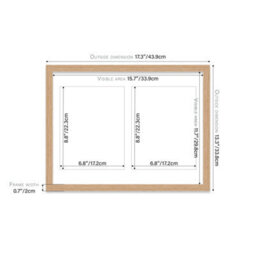 16X12 Inch 2 Opening Photo Collage Frame, Display Two 9X7 Inch Photos, Multi Aperture Family Picture Frame, Oak - thumbnail 4