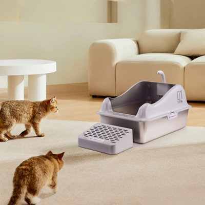 Thehotsale Grey Large Stainless Steel Cat Litter Box 40Cm W X 60Cm D X 31Cm H - image 1