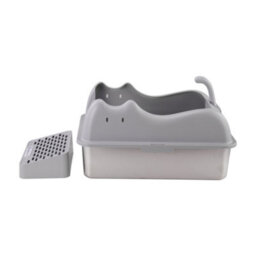 Thehotsale Grey Large Stainless Steel Cat Litter Box 40Cm W X 60Cm D X 31Cm H - thumbnail 5