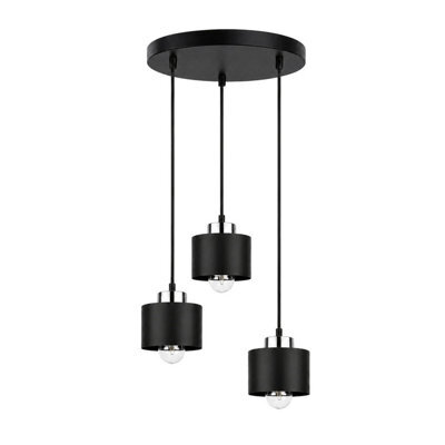 Luminosa Lighting Luminosa Simply Cluster Pendant Ceiling Light Black, Silver 3X E27 - image 1