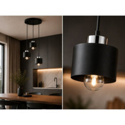 Luminosa Lighting Luminosa Simply Cluster Pendant Ceiling Light Black, Silver 3X E27 - thumbnail 3