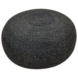 Beliani 50Cm Round Jute Pouffe In Matte Black - Boho Ottoman With Eps Fill - thumbnail 3