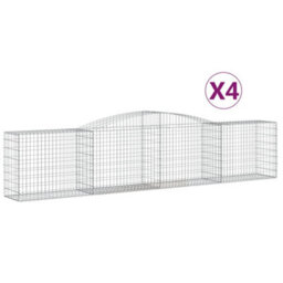 Berkfield Arched Gabion Baskets 4 Pcs 400X50X80/100 Cm Galvanised Iron - thumbnail 2
