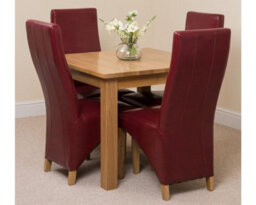 That's Furniture Oslo 90 X 90 Cm Oak Small Dining Table And 4 Chairs Dining Set With Lola Burgundy Leather Chairs - thumbnail 2