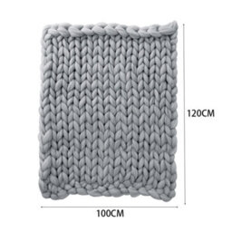 Living And Home Grey Throw Blanket Chunky Knit Handwoven 120Cm L X 100Cm W - thumbnail 6