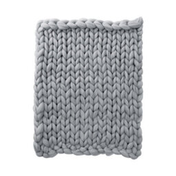 Living And Home Grey Throw Blanket Chunky Knit Handwoven 120Cm L X 100Cm W - thumbnail 5