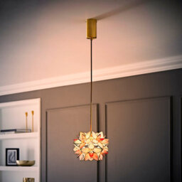 Valuelights Reine Pink Glass Flower Brushed Gold Thread Ceiling Pendant Light With Led Bulb - thumbnail 1
