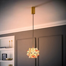 Valuelights Reine Pink Glass Flower Brushed Gold Thread Ceiling Pendant Light With Led Bulb - thumbnail 3