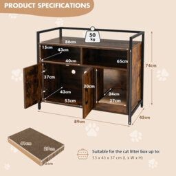 Costway Cat Litter Box Enclosure Hidden Cat Washroom W/ Storage Cabinet & Cat Scratch Pad - thumbnail 2