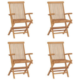 Berkfield Folding Garden Chairs 4 Pcs Solid Teak Wood - thumbnail 1