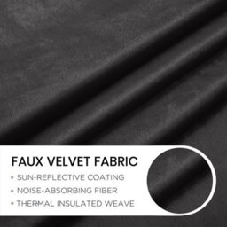 Oxford Homeware Eyelet Velvet Curtains Black Fully Lined Blackout Thermal Insulated Eyelet Curtains Pair (W)117Cm X (L)137Cm - thumbnail 5