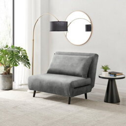 Furniturebox Uk Armchair Sofa Bed - 'bobby' Grey Fabric Armchair Unfolds Into Single - Fold Out Bed Guest Bed Guest Furniture
