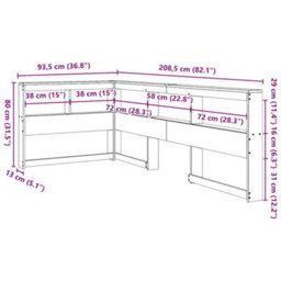Berkfield Bookcase Headboard L-Shaped White 75 Cm Solid Wood Pine - thumbnail 9