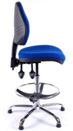 Chrome Medium Back Draughtsman Chair In Blue Fabric - thumbnail 4