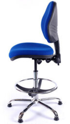 Chrome Medium Back Draughtsman Chair In Blue Fabric - thumbnail 5