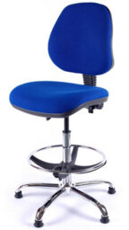 Chrome Medium Back Draughtsman Chair In Blue Fabric - thumbnail 2