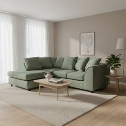 Abakus Direct Jumbo Chenille Corner Sofa In Rifle Green Left Facing With Plush Chaise Extension - thumbnail 3