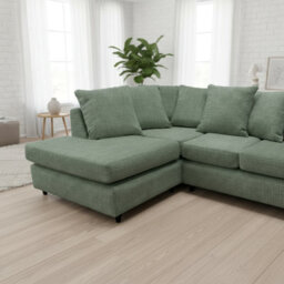Abakus Direct Jumbo Chenille Corner Sofa In Rifle Green Left Facing With Plush Chaise Extension - thumbnail 2