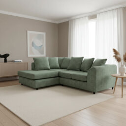 Abakus Direct Jumbo Chenille Corner Sofa In Rifle Green Left Facing With Plush Chaise Extension - thumbnail 7