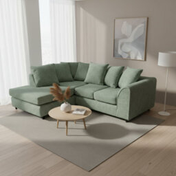 Abakus Direct Jumbo Chenille Corner Sofa In Rifle Green Left Facing With Plush Chaise Extension - thumbnail 4
