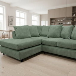 Abakus Direct Jumbo Chenille Corner Sofa In Rifle Green Left Facing With Plush Chaise Extension - thumbnail 6