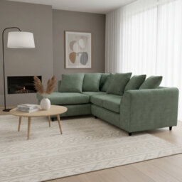 Abakus Direct Jumbo Chenille Corner Sofa In Rifle Green Left Facing With Plush Chaise Extension - thumbnail 8