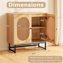 Gainoom Rattan Buffet Cabinet Sideboard Storage Cabinet Coffee Bar Station Table With Doors And Adjustable Shelf - thumbnail 2