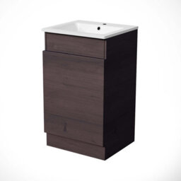 Nes Home 485mm Left Hand Dark Oak Vanity Unit With White Resin Basin - thumbnail 6