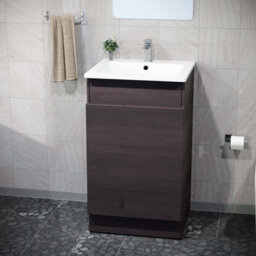 Nes Home 485mm Left Hand Dark Oak Vanity Unit With White Resin Basin - thumbnail 2