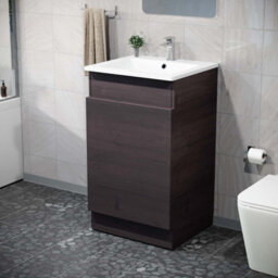 Nes Home 485mm Left Hand Dark Oak Vanity Unit With White Resin Basin