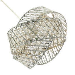 Happy Homewares Designer Triple Ring Chrome Pendant Light Shade With Small Clear Acrylic Beads - thumbnail 3