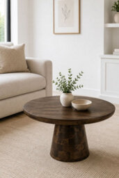 Bathwick Dark Mango Wood Round Coffee Table 80Cm - thumbnail 1